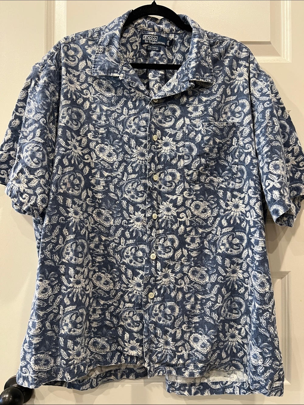 Polo by Ralph Lauren Navy and White Hawaiian Style Floral Camp Shirt XXL